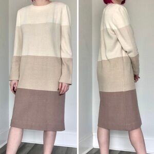 ❤️ LAST CHANCE Vintage 1970s Castleberry Colorblock Piled Knit Midi Dress